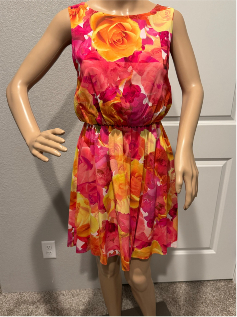 Women's Alice + Olivia Mini Sleeveless Dress XS Pink Orange Floral Print